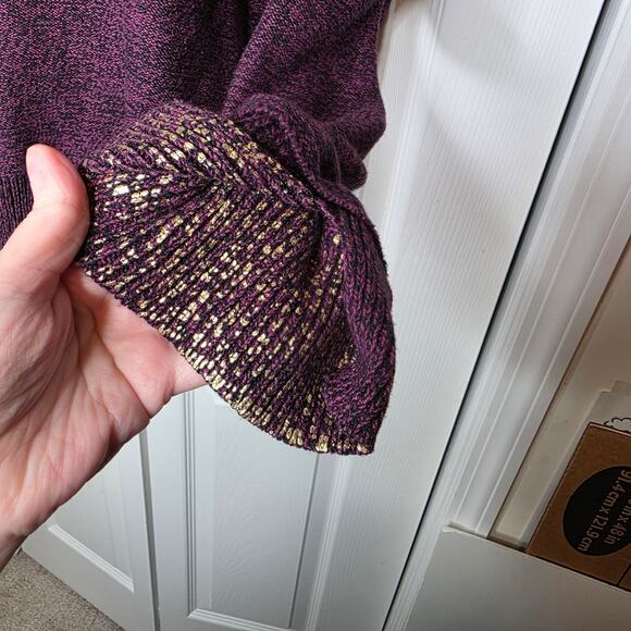 Peace Love World Oversized Turtleneck Burgundy Sweater Sz M - Picture 6 of 9